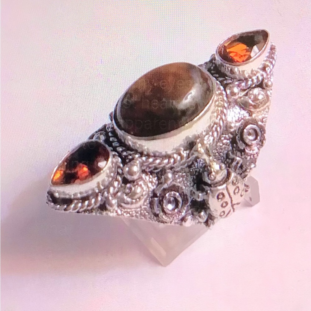 Tiger Eye Citrine 925 Sterling Silver Ring